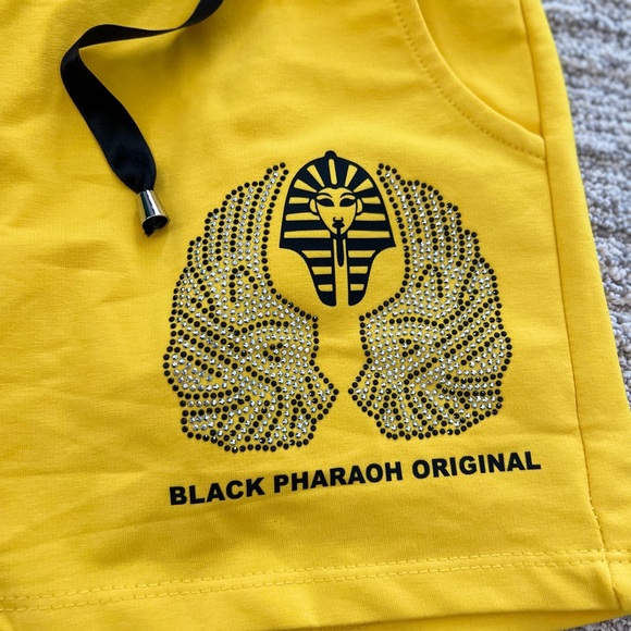 Black Pharaoh Original Embellished Angel Wing Short Set in Yellow 🆕 - Picture 4 of 4